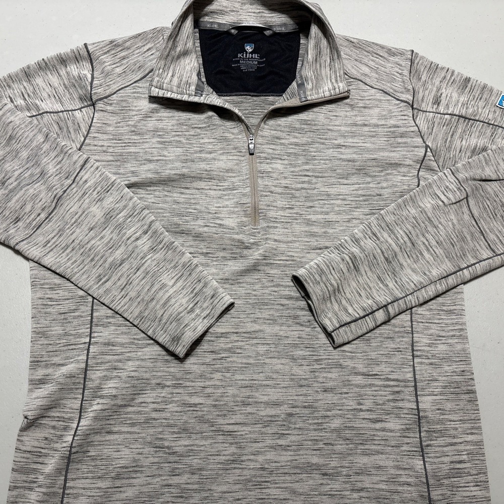 Kuhl Alloy Shirt Men Medium Heather Gray 1/4 Zip Outdoor Casual Hiking Baselayer